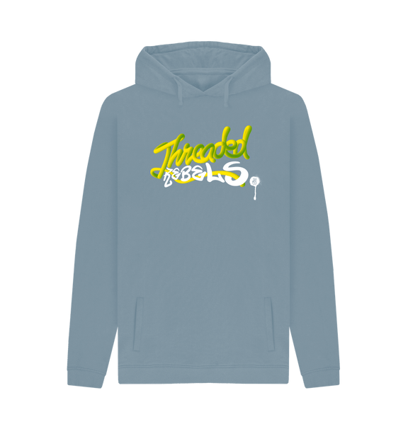 Stone Blue Threaded Rebels, Men's Certified Organic Cotton Pullover Hoodie, Front GW