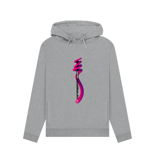 Light Heather Threaded Rebels, Women's Certified Organic Cotton Pullover Hoodie, Front Vertical Twirl PB