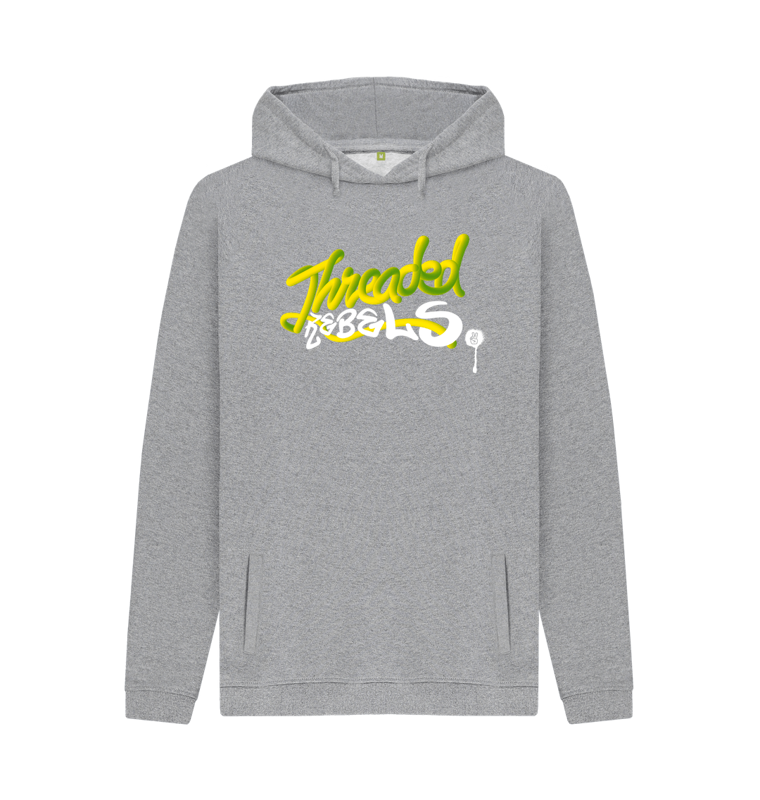 Light Heather Threaded Rebels, Men's Certified Organic Cotton Pullover Hoodie, Front GW