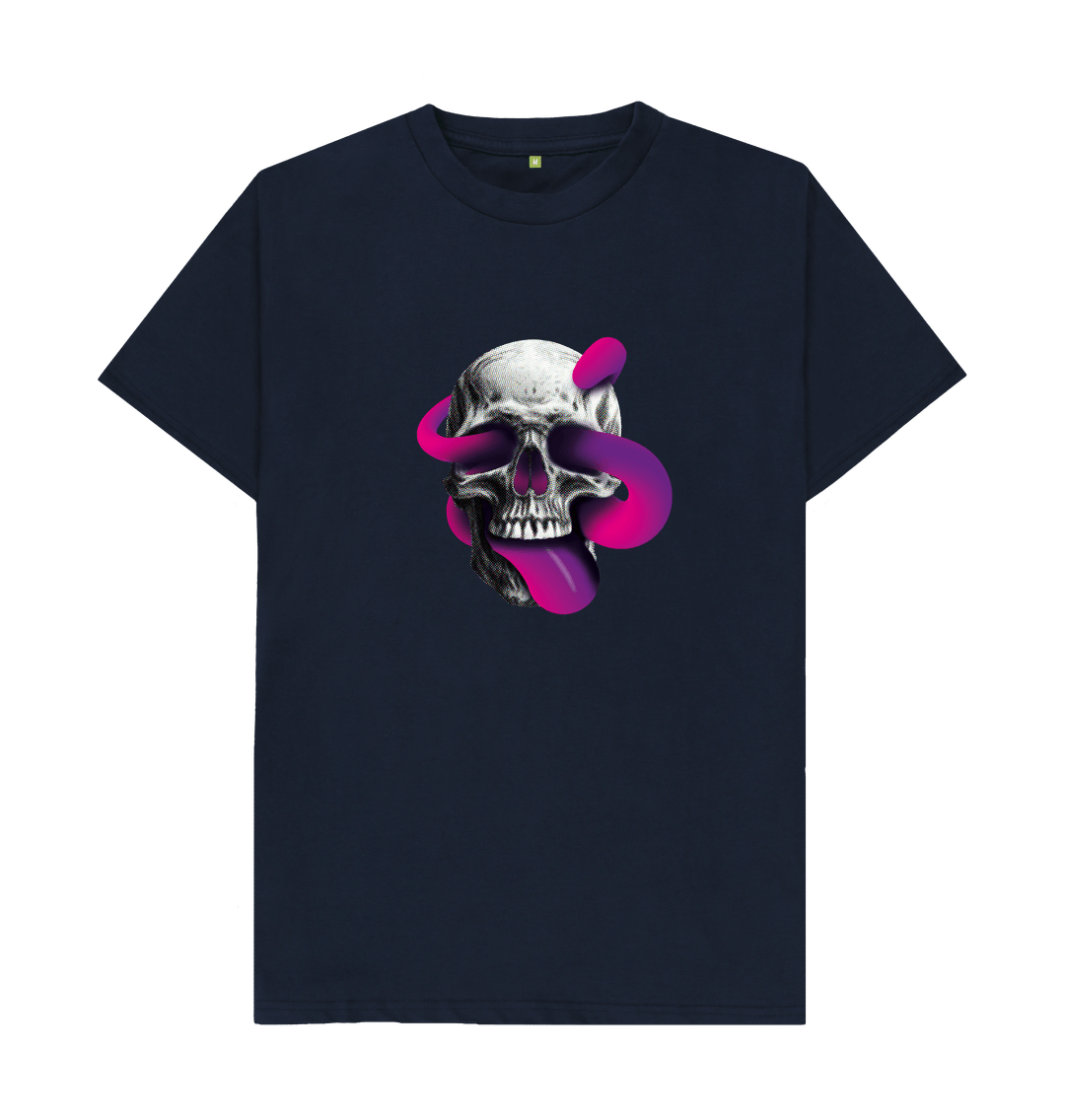 Navy Blue Threaded Rebels, Men's Certified Organic Cotton T-shirt,  Front Skull Tongue P