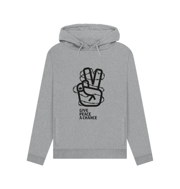 Light Heather Threaded Rebels, Women's Certified Organic Cotton Pullover Hoodie, Peace B