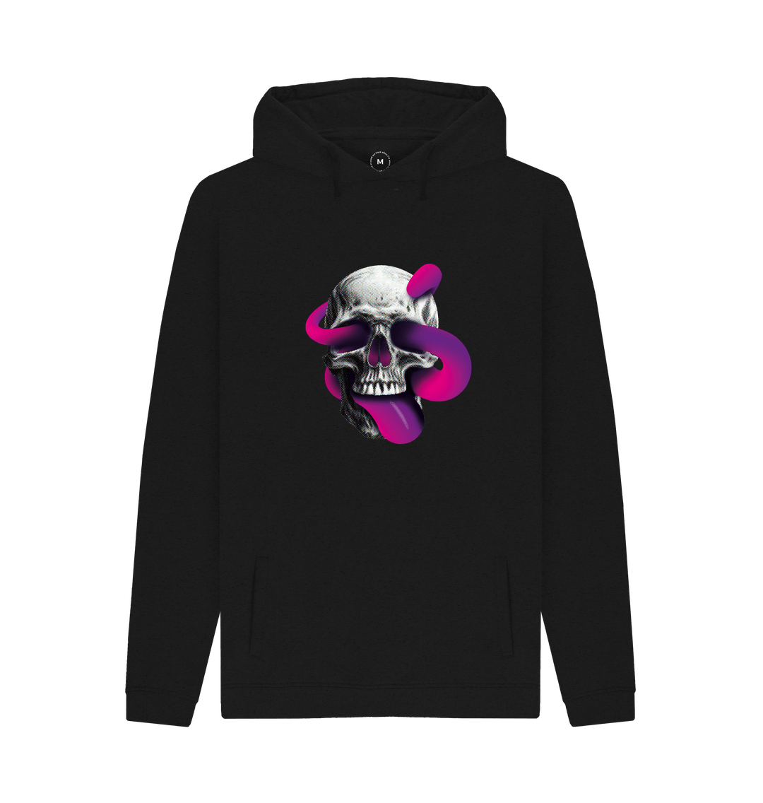 Black Threaded Rebels, Men's 50\/50 Remanufactured & Organic Cotton  Hoodie, Skull Tongue P