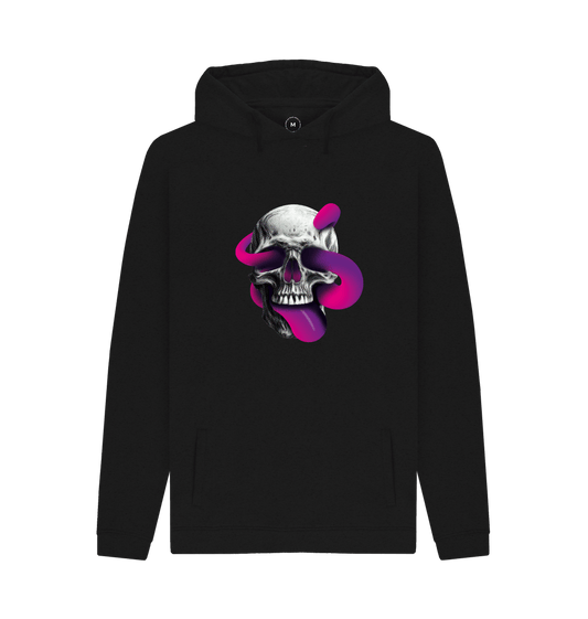 Black Threaded Rebels, Men's 50\/50 Remanufactured & Organic Cotton  Hoodie, Skull Tongue P