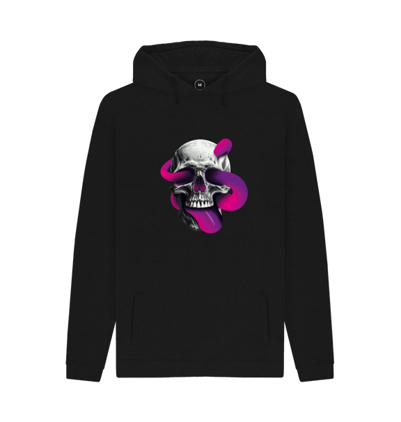 Black Threaded Rebels, Men's 50\/50 Remanufactured & Organic Cotton  Hoodie, Skull Tongue P