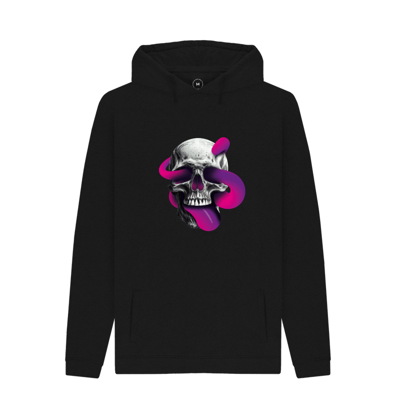 Black Threaded Rebels, Men's 50\/50 Remanufactured & Organic Cotton  Hoodie, Skull Tongue P