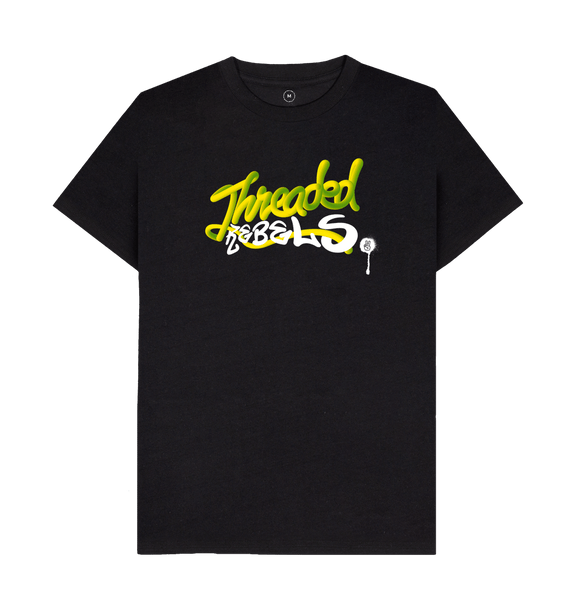 Black Threaded Rebels, Men's 50\/50 Remanufactured & Organic Cotton T-shirt, Full Front GW