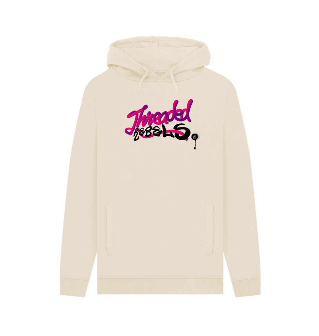 Oat Threaded Rebels, Men's Certified Organic Cotton Pullover Hoodie, Front PB