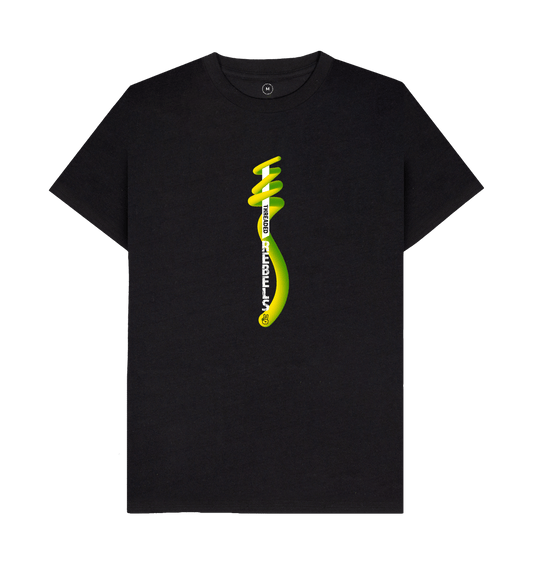 Black Threaded Rebels, Men's 50\/50 Remanufactured & Organic Cotton T-shirt, Front Vertical Twirl GYW