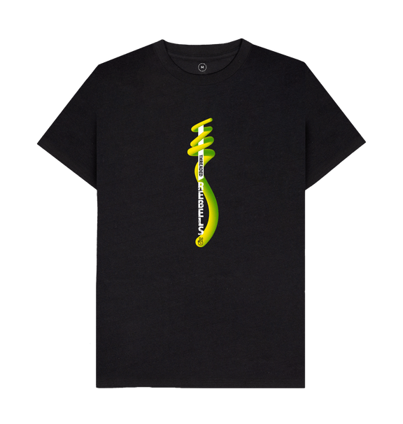 Black Threaded Rebels, Men's 50\/50 Remanufactured & Organic Cotton T-shirt, Front Vertical Twirl GYW