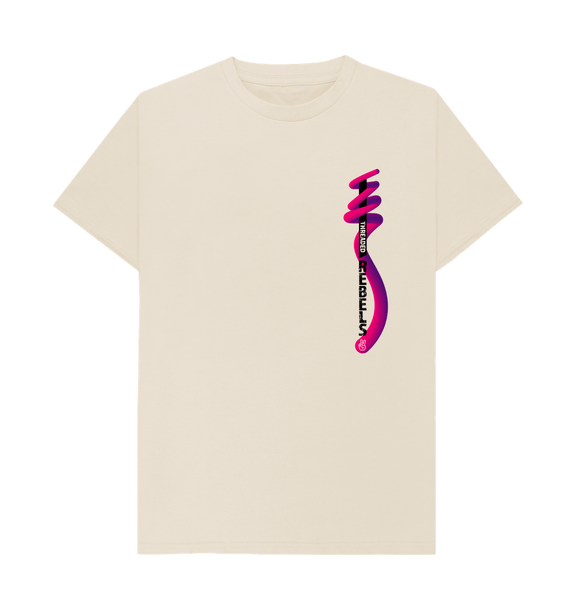 Oat Threaded Rebels, Men's Certified Organic Cotton T-shirt, Front Left Twirl PB