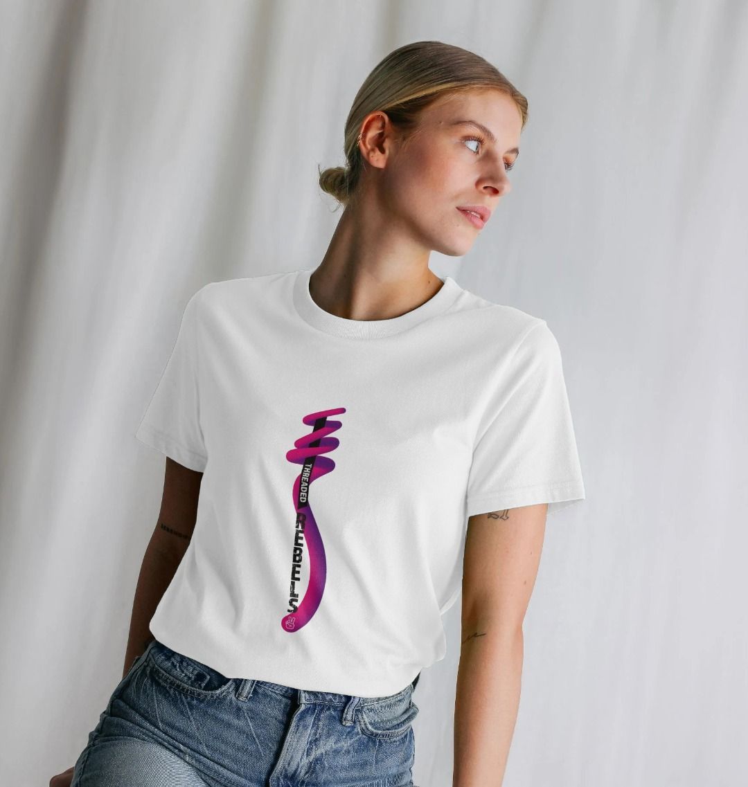 Threaded Rebels, Women's Certified Organic Cotton T-shirt, Front Vertical Twirl PB