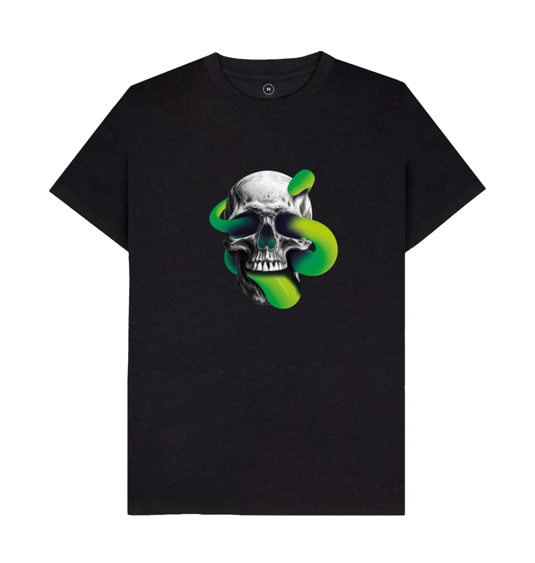 Black Threaded Rebels, Men`s 50\/50 Remanufactured & Organic Cotton T-shirt, Front Skull Tongue Front Skull Tongue G