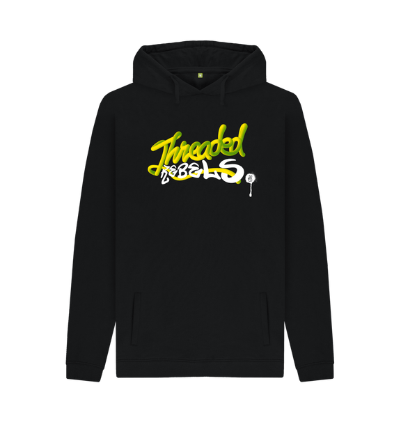 Black Threaded Rebels, Men's Certified Organic Cotton Pullover Hoodie, Front GW