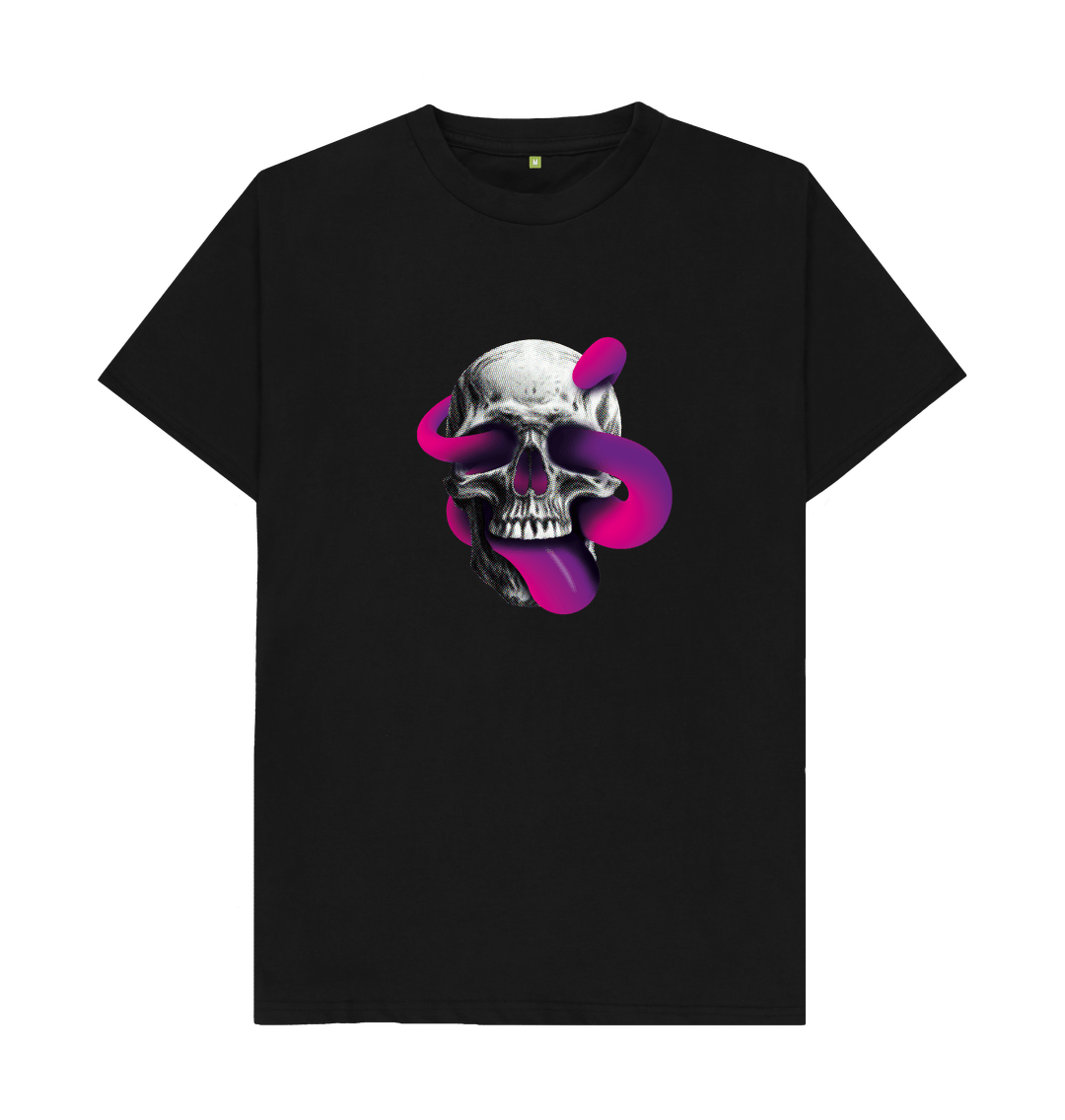 Black Threaded Rebels, Men's Certified Organic Cotton T-shirt,  Front Skull Tongue P