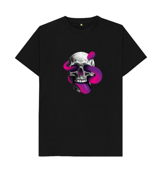 Black Threaded Rebels, Men's Certified Organic Cotton T-shirt,  Front Skull Tongue P