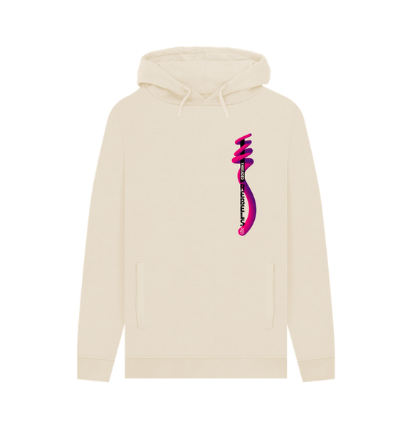 Oat Threaded Rebels, Men's Certified Organic Cotton Pullover Hoodie, Left Vertical Twirl PB
