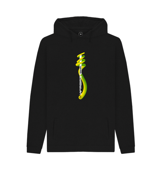 Black Threaded Rebels, Men's 50\/50 Remanufactured & Organic Cotton Hoodie, Vertical Twirl GYW