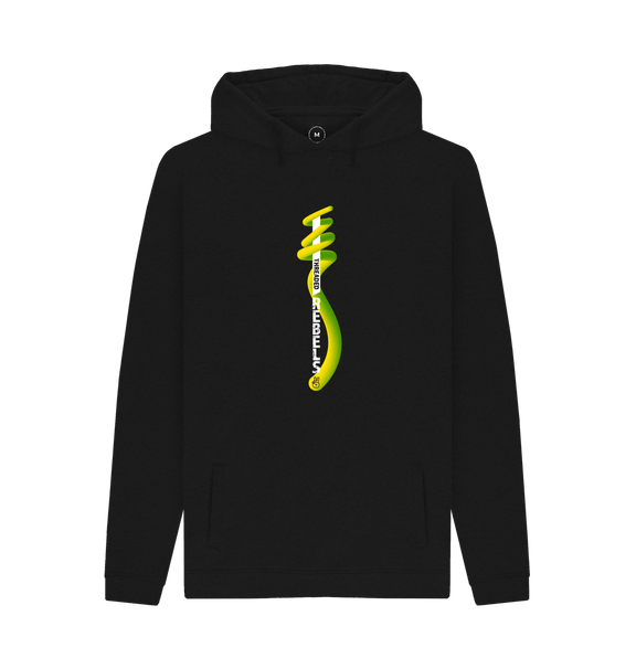 Black Threaded Rebels, Men's 50\/50 Remanufactured & Organic Cotton Hoodie, Vertical Twirl GYW