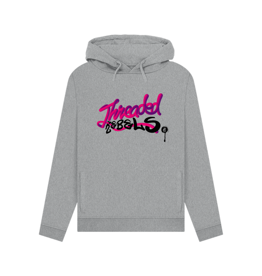 Light Heather Threaded Rebels, Women's Certified Organic Cotton Pullover Hoodie, PB