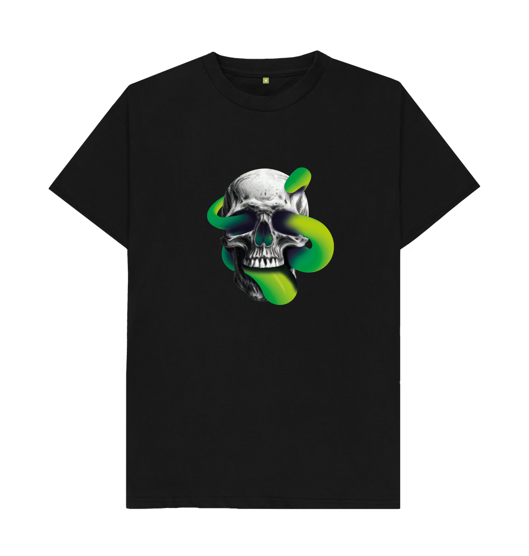Black Threaded Rebels, Men's Certified Organic Cotton T-shirt, Front Skull Tongue G
