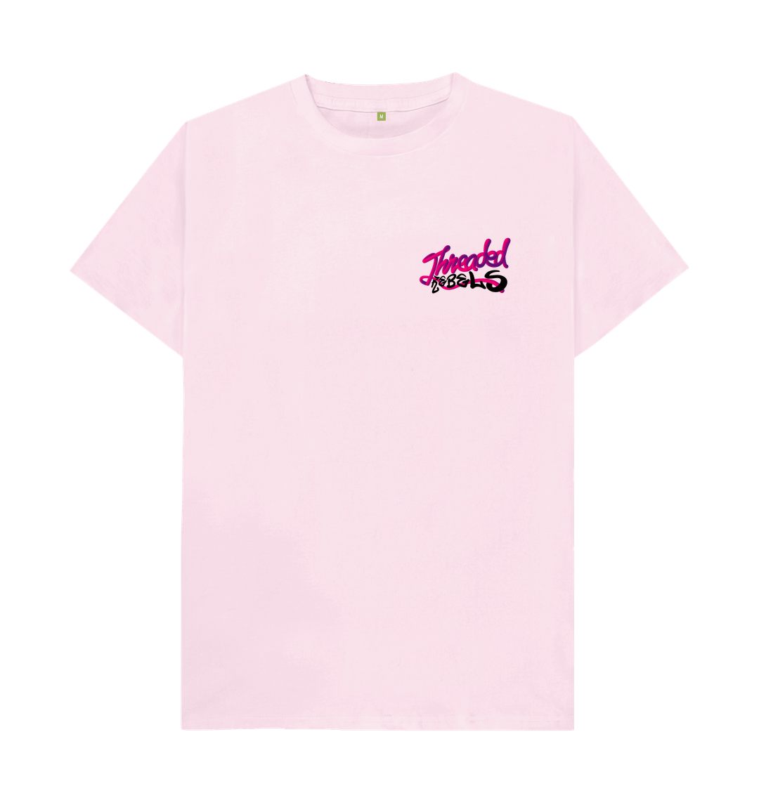 Pink Threaded Rebels, Men's Certified Organic Cotton T-shirt, Front LB - PB