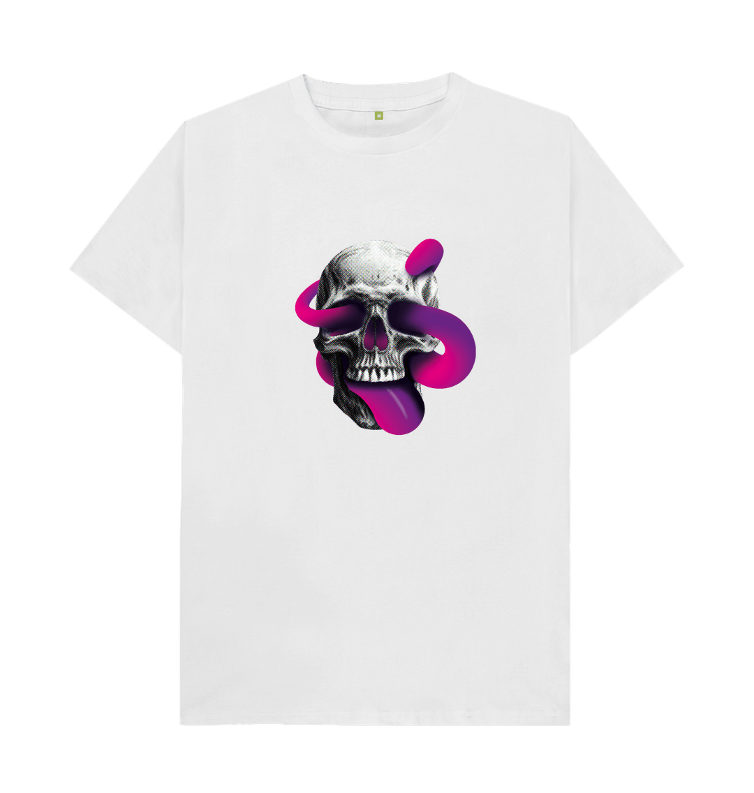 White Threaded Rebels, Men's Certified Organic Cotton T-shirt,  Front Skull Tongue P