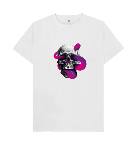 White Threaded Rebels, Men's Certified Organic Cotton T-shirt,  Front Skull Tongue P