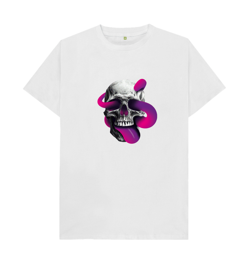 White Threaded Rebels, Men's Certified Organic Cotton T-shirt,  Front Skull Tongue P