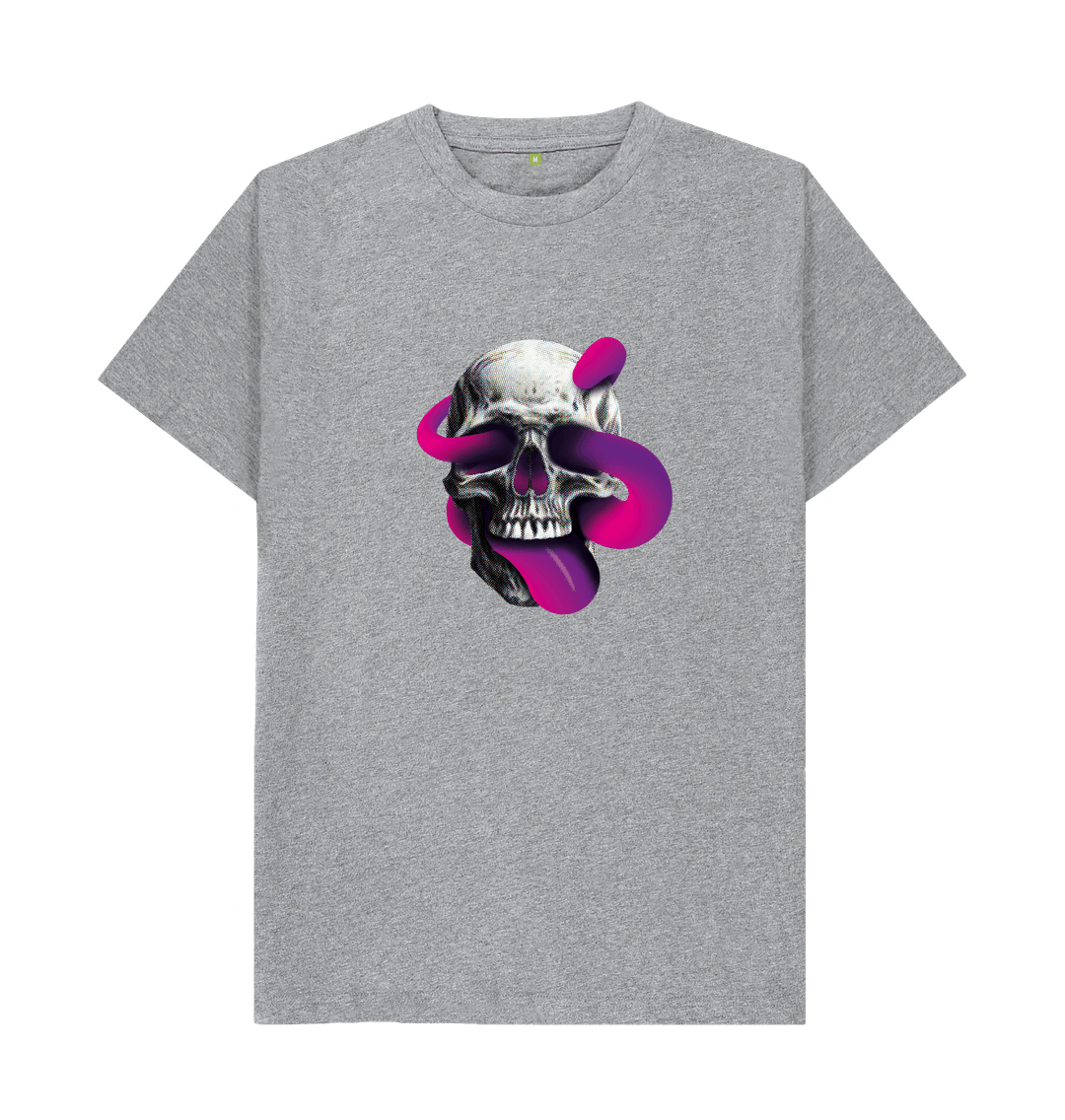 Athletic Grey Threaded Rebels, Men's Certified Organic Cotton T-shirt,  Front Skull Tongue P