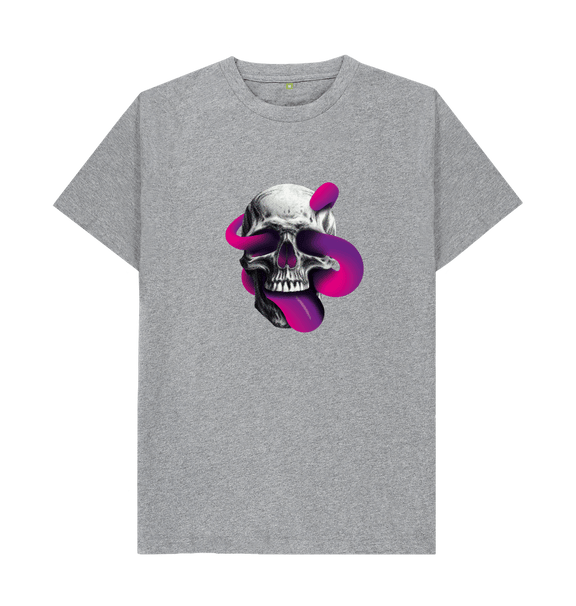 Athletic Grey Threaded Rebels, Men's Certified Organic Cotton T-shirt,  Front Skull Tongue P