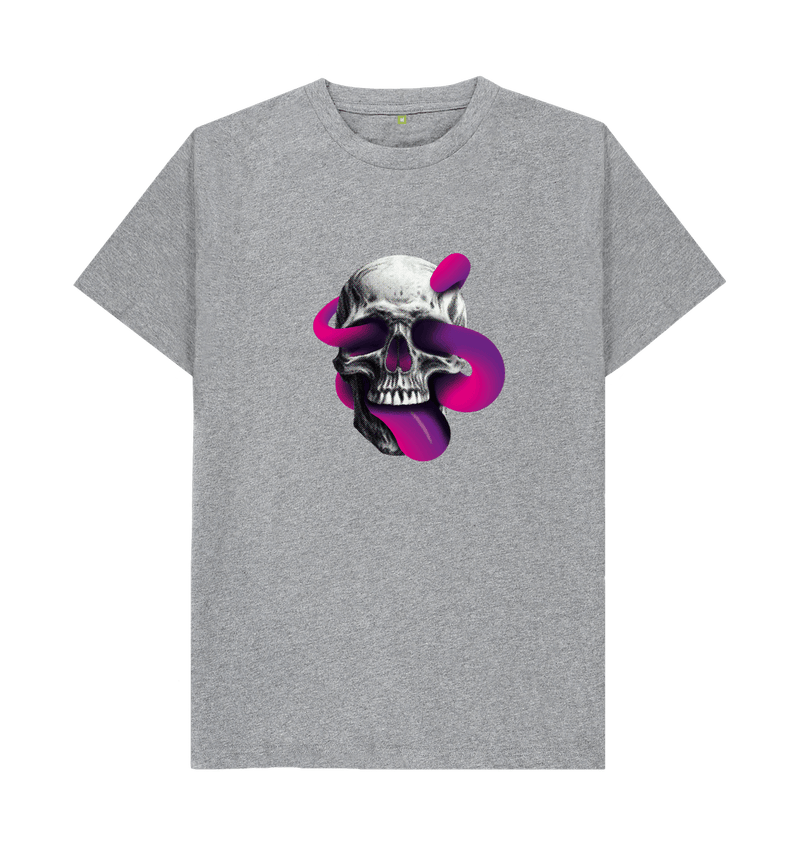 Athletic Grey Threaded Rebels, Men's Certified Organic Cotton T-shirt,  Front Skull Tongue P