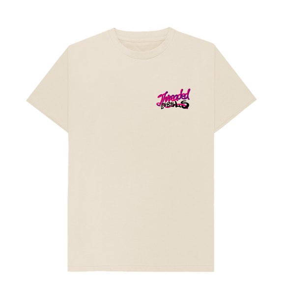 Oat Threaded Rebels, Men's Certified Organic Cotton T-shirt, Front LB - PB