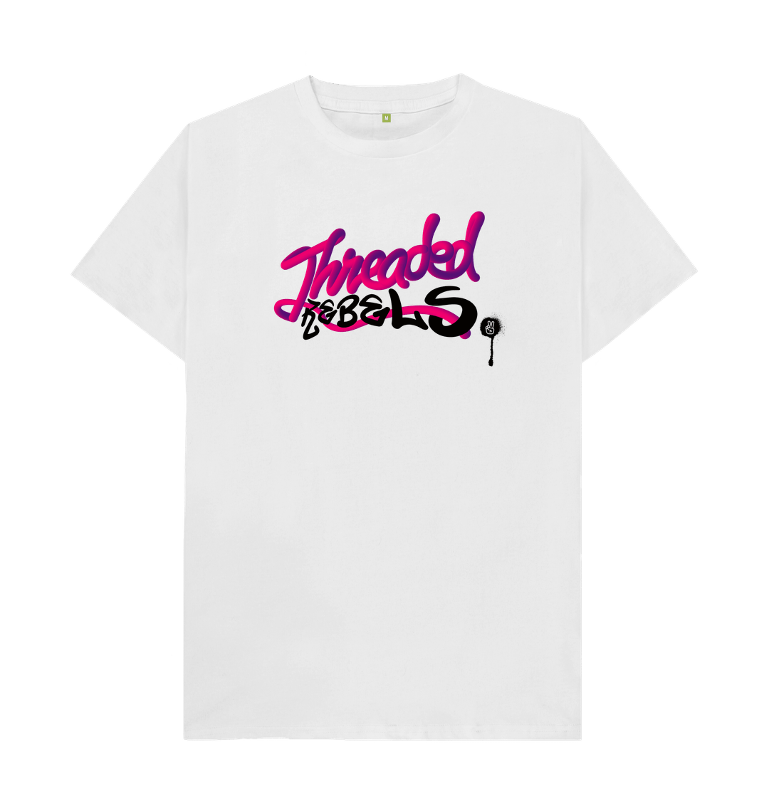 White Threaded Rebels, Men's Certified Organic Cotton T-shirt, Front PB