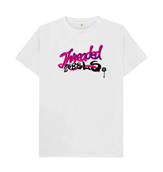 White Threaded Rebels, Men's Certified Organic Cotton T-shirt, Front PB