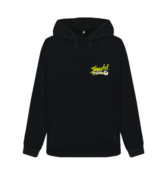 Black Threaded Rebels, Women's Certified Organic Cotton Pullover Hoodie, Left GYW