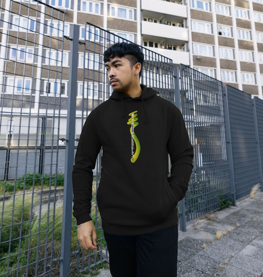 Threaded Rebels, Men's Certified Organic Cotton Pullover Hoodie, Front Vertical Twirl GYW