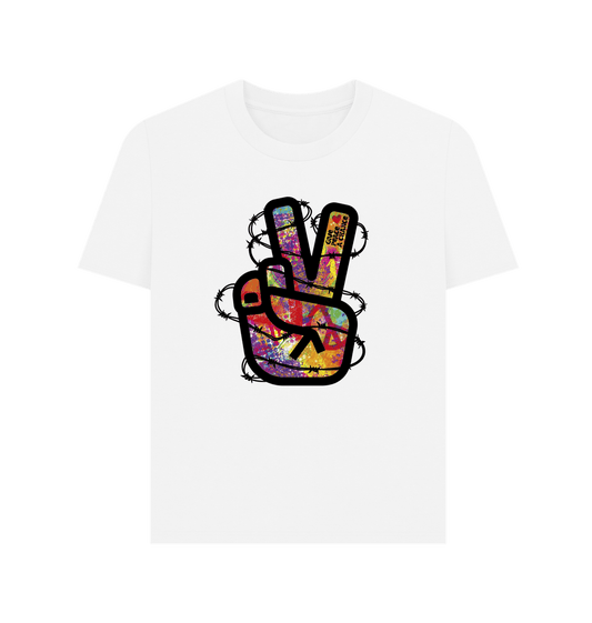 White Threaded Rebels, Women's Certified Organic Cotton T-shirt Peace B