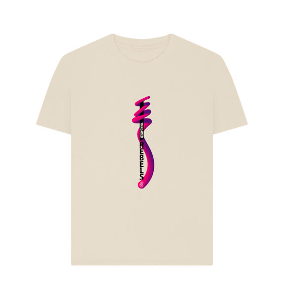 Oat Threaded Rebels, Women's Certified Organic Cotton T-shirt, Front Vertical Twirl PB