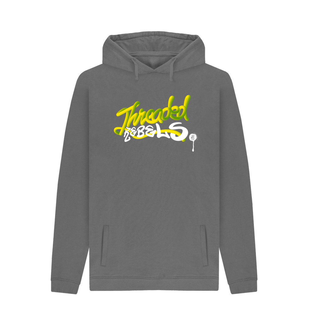 Slate Grey Threaded Rebels, Men's Certified Organic Cotton Pullover Hoodie, Front GW