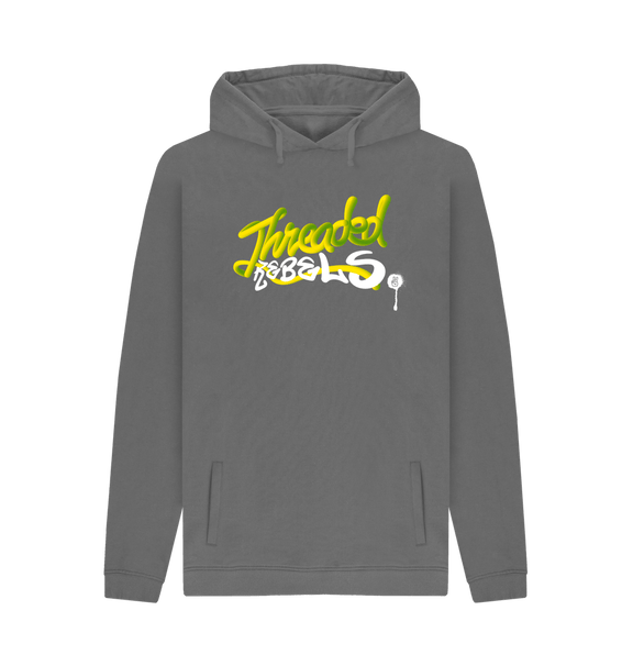 Slate Grey Threaded Rebels, Men's Certified Organic Cotton Pullover Hoodie, Front GW