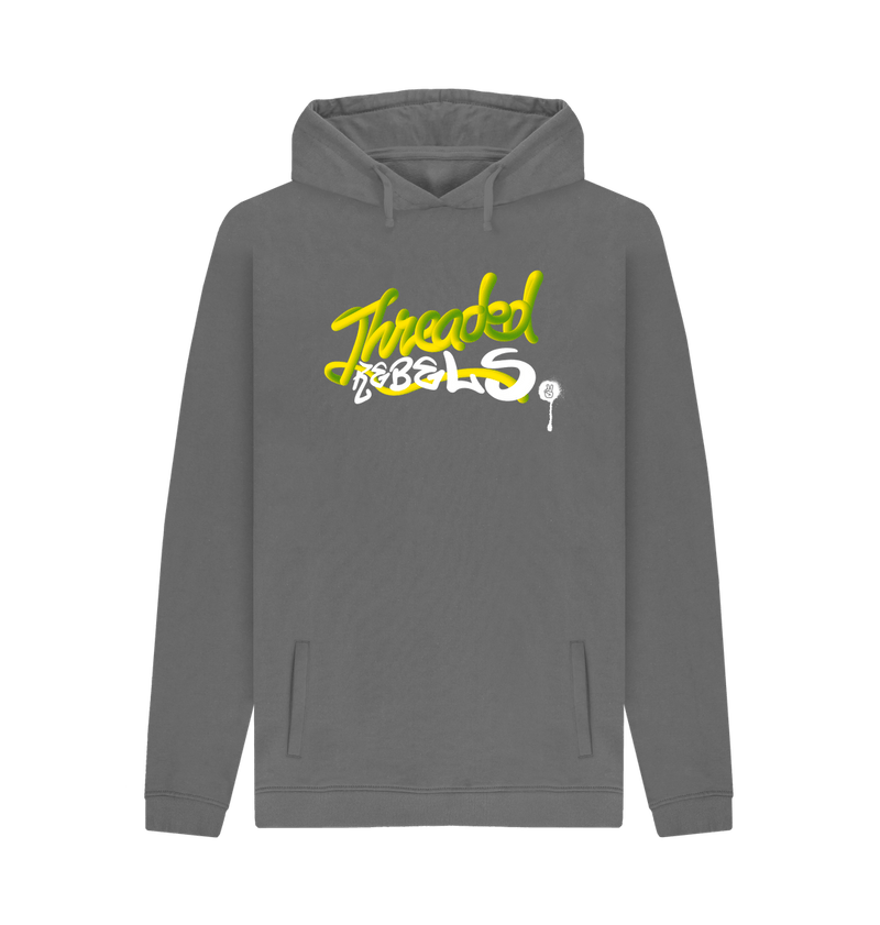 Slate Grey Threaded Rebels, Men's Certified Organic Cotton Pullover Hoodie, Front GW