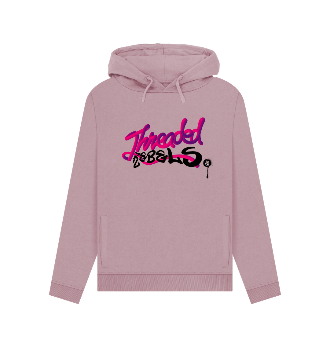 Mauve Threaded Rebels, Women's Certified Organic Cotton Pullover Hoodie, PB
