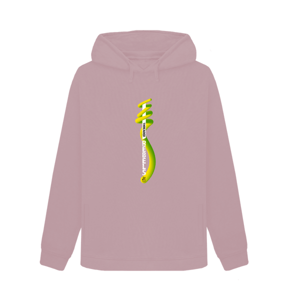 Mauve Threaded Rebels, Women's Certified Organic Cotton Pullover Hoodie, Front Vertical Twirl GYW