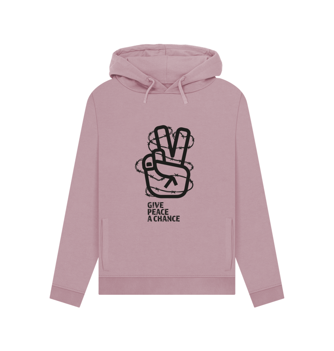 Mauve Threaded Rebels, Women's Certified Organic Cotton Pullover Hoodie, Peace B