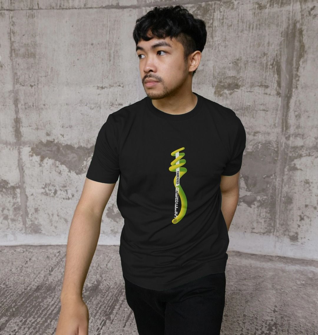 Threaded Rebels, Men's 50/50 Remanufactured & Organic Cotton T-shirt, Front Vertical Twirl GYW