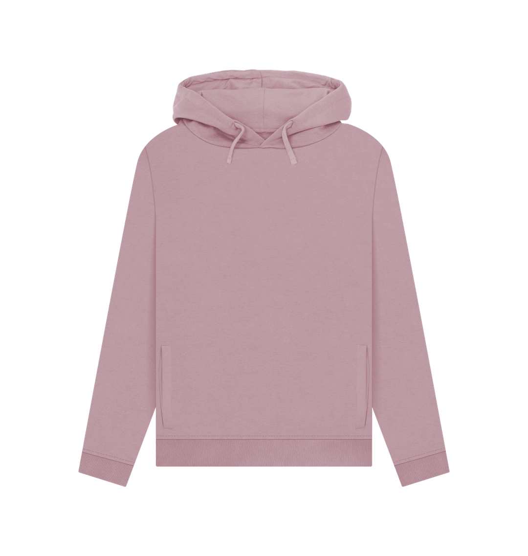 Mauve Threaded Rebels, Women's Certified Organic Cotton Pullover Hoodie live Life, Rear W